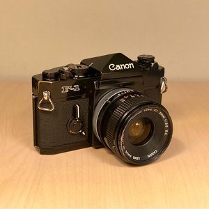 Canon F-1 35mm Film Camera w/ FD 35mm 3.5 (Tested + New Seals)